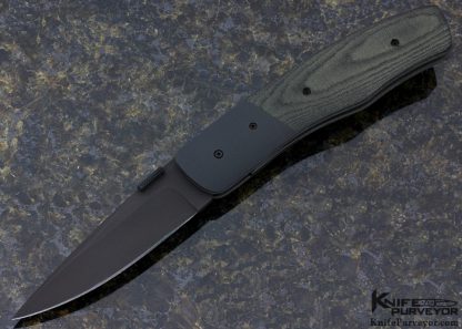 Jim Minnick Custom Knife 416 Stainless Steel with Black Oxidized Finish & Canvas Micarta Tactical Linerlock