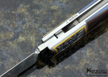 Ryuichi Kawamura Custom Knife Black Lip Tahitian Pearl Shell Lockback Engraved by Jon Robyn - Image 7