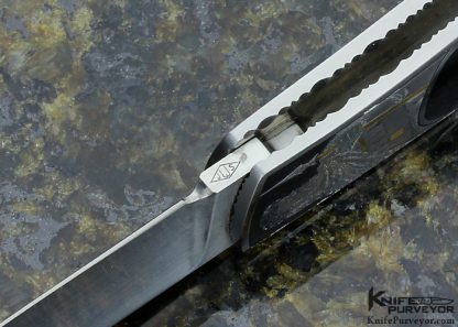 John W. Smith Custom Knife Engraved Black Lip Tahitian Pearl Shell Inlay Lockback - Image 7