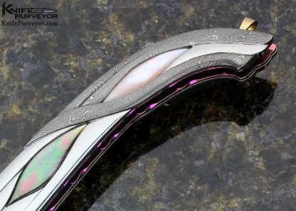 Stephen Olszewski Custom Knives Flowing Ribbons Carved Art Deco Knife Linerlock - Image 3