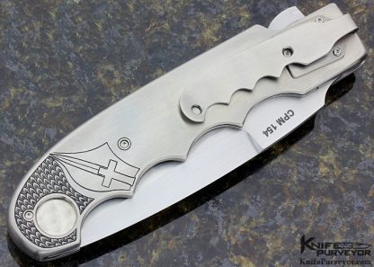 Keith Ouye Custom Knife Flipper Linerlock Engraved by Bruce Shaw - Image 4