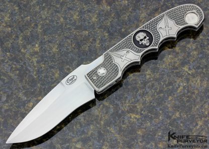 Keith Ouye Custom Knife Flipper Linerlock Engraved by Bruce Shaw