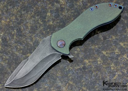 Neil Blackwood Custom Knife Acid Wash Tumbled Steel with Hamon and Titanium "Mini Skirmish" Framelock Flipper