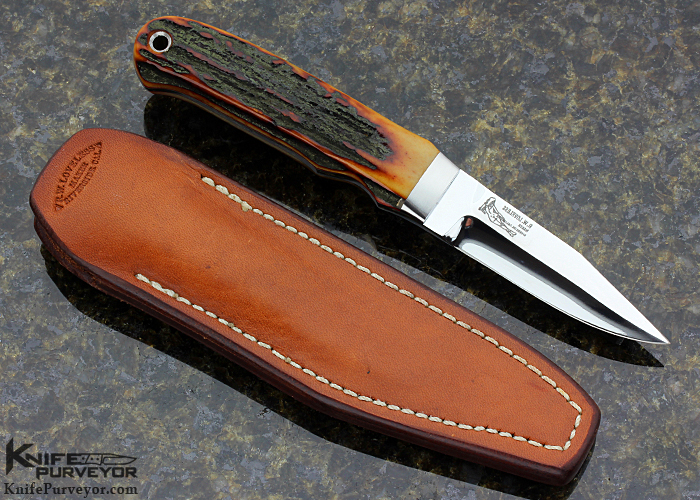 Bob Loveless Custom Knife Amber Stag Double Nude Logo New York Special Knife Purveyor