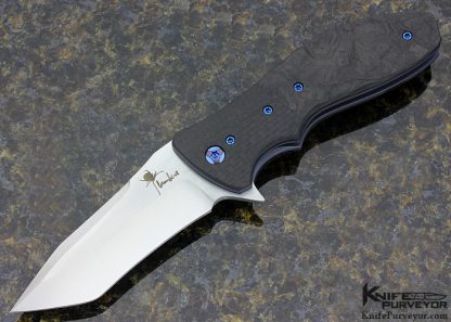 Kirby Lambert Custom Knife Marbled Carbon Fiber Snap Flipper