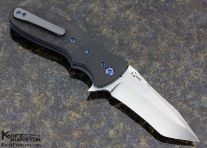 Kirby Lambert Custom Knife Marbled Carbon Fiber Snap Flipper - Image 4