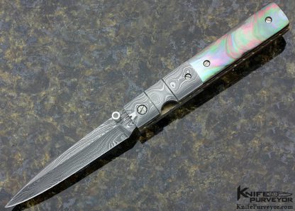 Mel Pardue Custom Knife Damascus & Black Lip Pearl Linerlock Physicians Knife