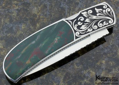 Harvey McBurnette Custom Knife Sole Authorship Engraved Verdite Front Lock - Image 3