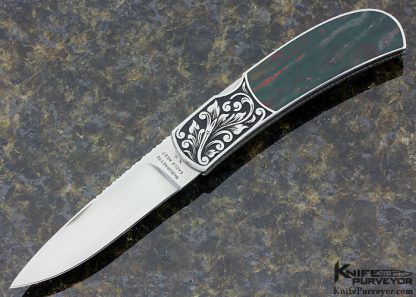 Harvey McBurnette Custom Knife Sole Authorship Engraved Verdite Front Lock