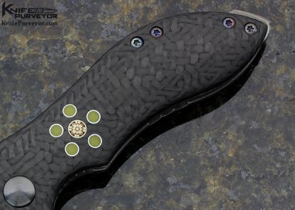 Neil Blackwood Custom Knife Carbon Fiber With Moon Glow And Mosaic Pins "Mini Skirmish" Framelock - Image 3