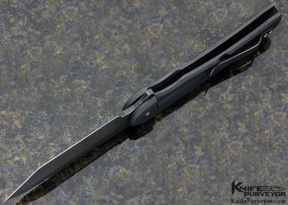 David Clark Custom Knife Silver Wire Lightning Strike Carbon Fiber and Acid Etched Titanium Keeper Flipper Framelock - Image 6