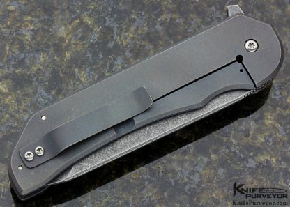 David Clark Custom Knife Silver Wire Lightning Strike Carbon Fiber and Acid Etched Titanium Keeper Flipper Framelock - Image 4