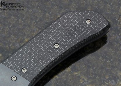 David Clark Custom Knife Silver Wire Lightning Strike Carbon Fiber and Acid Etched Titanium Keeper Flipper Framelock - Image 3