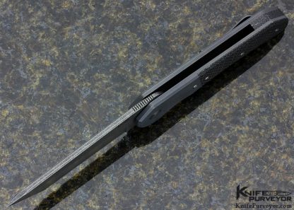 David Clark Custom Knife Silver Wire Lightning Strike Carbon Fiber and Acid Etched Titanium Keeper Flipper Framelock - Image 5