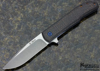 David Sharp "Sharpwerks" Custom Knife Lightning Strike Carbon Fiber and Anodized Titanium "Frame Horn" Flipper