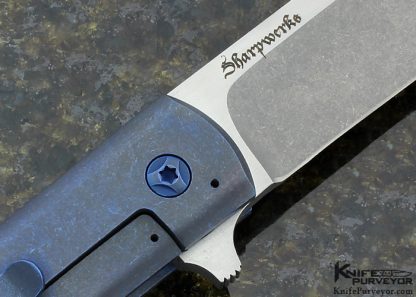 David Sharp "Sharpwerks" Custom Knife Lightning Strike Carbon Fiber and Anodized Titanium "Frame Horn" Flipper - Image 5