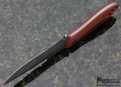 Tom Krein Custom Knife Large Recurve with Orange/Black G10 Fixed Blade - Image 5