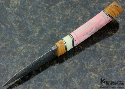 Greger Forselius Custom Knife "African Rose" with Stacked Handle formed from Carved Mammoth, Warthog Tusk and Dyed Giraffe Bone - Image 8