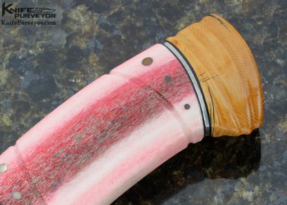 Greger Forselius Custom Knife "African Rose" with Stacked Handle formed from Carved Mammoth, Warthog Tusk and Dyed Giraffe Bone - Image 3