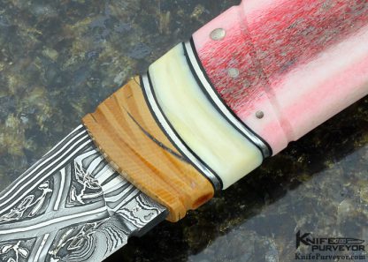 Greger Forselius Custom Knife "African Rose" with Stacked Handle formed from Carved Mammoth, Warthog Tusk and Dyed Giraffe Bone - Image 2