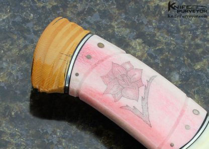 Greger Forselius Custom Knife "African Rose" with Stacked Handle formed from Carved Mammoth, Warthog Tusk and Dyed Giraffe Bone - Image 6