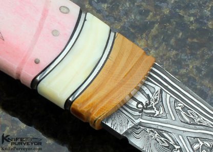 Greger Forselius Custom Knife "African Rose" with Stacked Handle formed from Carved Mammoth, Warthog Tusk and Dyed Giraffe Bone - Image 5