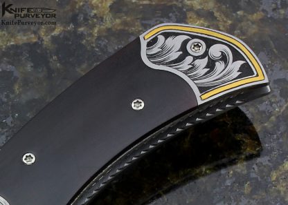 Matthew Lerch Custom Knife Engraved by Jon Robyn Damasteel & Exotic Material Auto Linerlock - Image 8