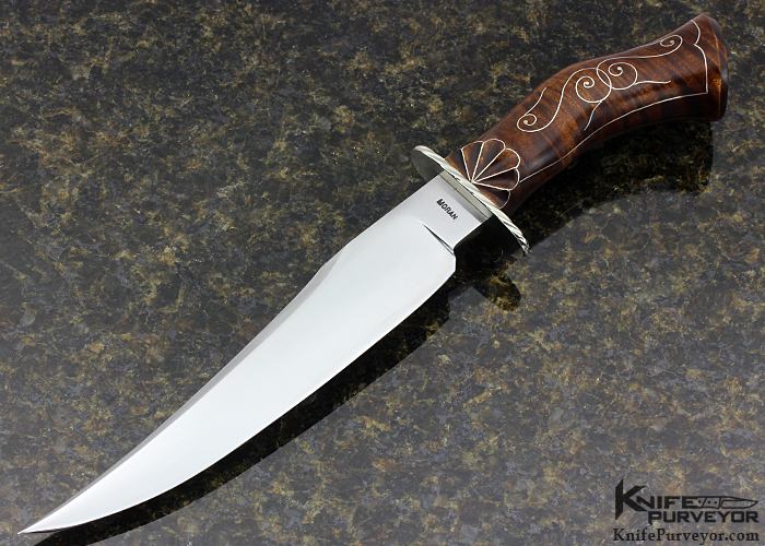 Bill Moran MS Custom Knife Tiger Striped Maple with Fine Silver 