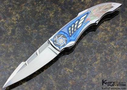 Corrado Moro Custom Knife "Tourbillon Titanium II" with Inlay Carbon, Goldlip and Titanium Lockback