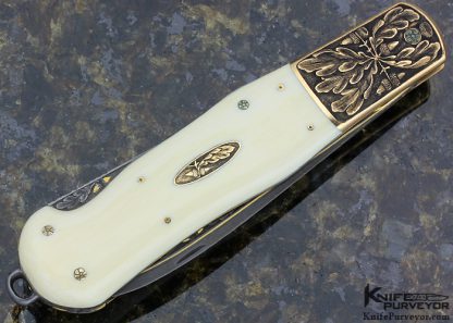 H.H. Frank Custom Knife Dec 7 1993 Sole Authorship Engraved 14Kt Gold Lockback Dagger - Image 4