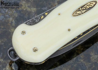 H.H. Frank Custom Knife Dec 7 1993 Sole Authorship Engraved 14Kt Gold Lockback Dagger - Image 6