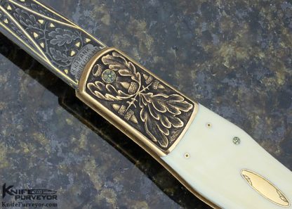 H.H. Frank Custom Knife Dec 7 1993 Sole Authorship Engraved 14Kt Gold Lockback Dagger - Image 2