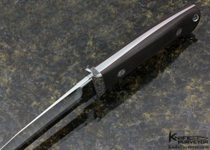 Bob Loveless Custom Knife Dan Wilkerson Engraved With 24kt Gold Inlay Micarta Scales - Image 5