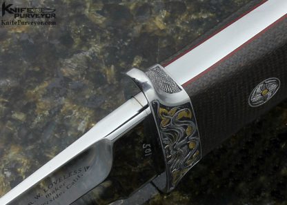 Bob Loveless Custom Knife Dan Wilkerson Engraved With 24kt Gold Inlay Micarta Scales - Image 6