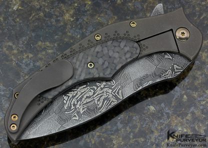 Jody Muller Custom Knife Sole Authorship Mosaic Damascus & Carbon Fiber Flipper Frame Lock - Image 4