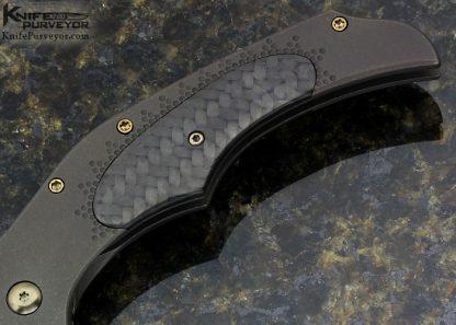 Jody Muller Custom Knife Sole Authorship Mosaic Damascus & Carbon Fiber Flipper Frame Lock - Image 3