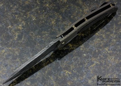 Jody Muller Custom Knife Sole Authorship Mosaic Damascus & Carbon Fiber Flipper Frame Lock - Image 5