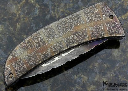 Steve Schwarzer Custom Knife "Virus" Mosaic Damascus Linerlock - Image 3