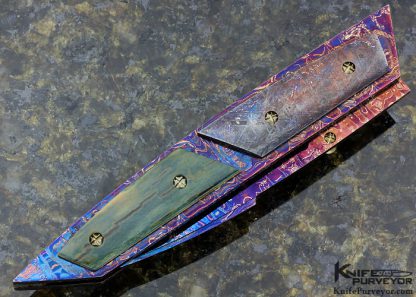 Barry Gallagher Custom Knife Blued Meteorite over Sole Authorship Damascus Linerlock - Image 3