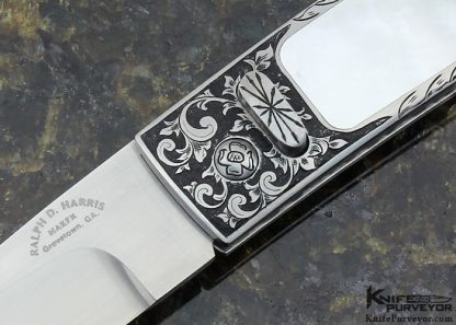 Ralph Dewey Harris Custom Sole Authorship Engraved Mother of Pearl Shell Interframe Button Release Auto - Image 2