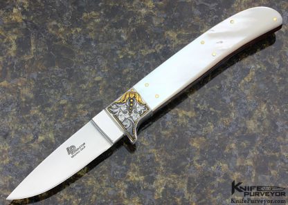 Lloyd Pendleton Custom Knife Engraved by Julie Warenski Mother of Pearl Shell Whittler