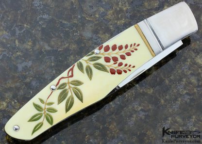 Shun Fujikawa Custom Knife "Floral Elegance" Makie (Japanese Lacquer) Mammoth Mid Lock Folder - Image 4