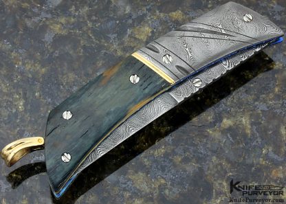 George Dailey Custom Knife Damascus  Linerlock with 18 Kt Gold Bale, Spacers and Thumbstud - Image 3