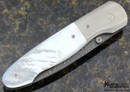 Kit Carson Custom Knife Large Model 16 w/ Damascus & Mother of Pearl - Image 3