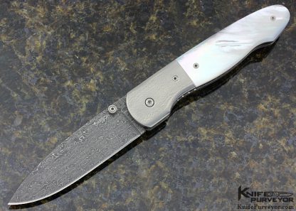 Kit Carson Custom Knife Large Model 16 w/ Damascus & Mother of Pearl