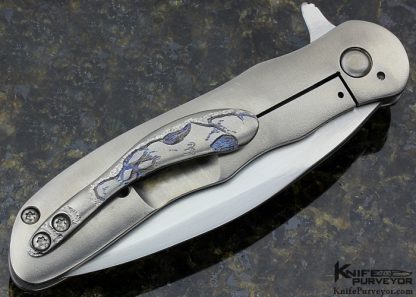 Matt Cucchiara Custom Knife "Skull" Engraved & Anodized Titanium Frame Lock Flipper - Image 3