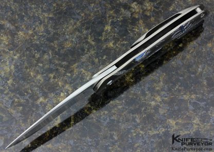 Matt Cucchiara Custom Knife "Skull" Engraved & Anodized Titanium Frame Lock Flipper - Image 5