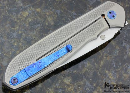 Michael Raymond Custom Knife Ripple Scale Estrella Frame Lock with Timascus Clip and Pivot - Image 6