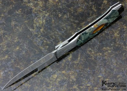 Scott Sawby Custom Knife "Kittiwake" with Morrisonite Jasper  & Tiger Eye Escutcheon - Image 6