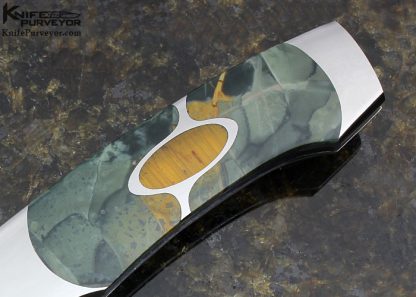 Scott Sawby Custom Knife "Kittiwake" with Morrisonite Jasper  & Tiger Eye Escutcheon - Image 3